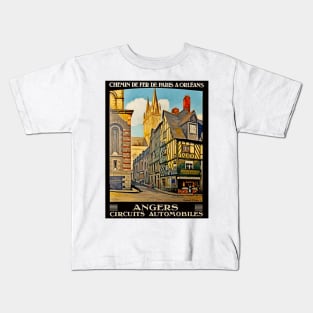 Angers France - Vintage French Travel Poster Design Kids T-Shirt